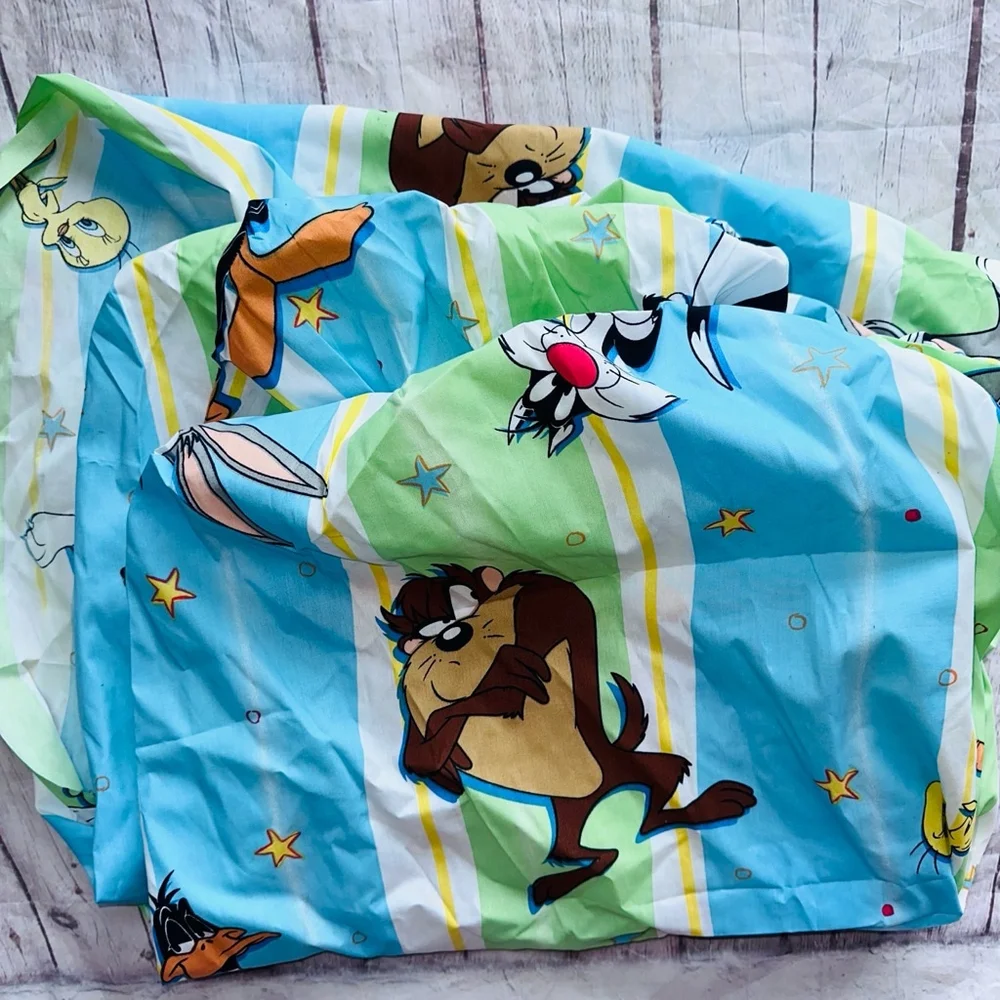 RARE Vintage 2000 Warner Bros Bugs Tweety Taz Donald Duck Twin Bed Sheet Set